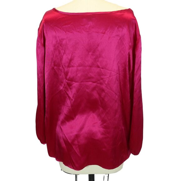 TALBOTS Vibrant Fuchsia Silk Long Sleeve Blouse Top 16P Holiday Professional - Picture 4 of 8